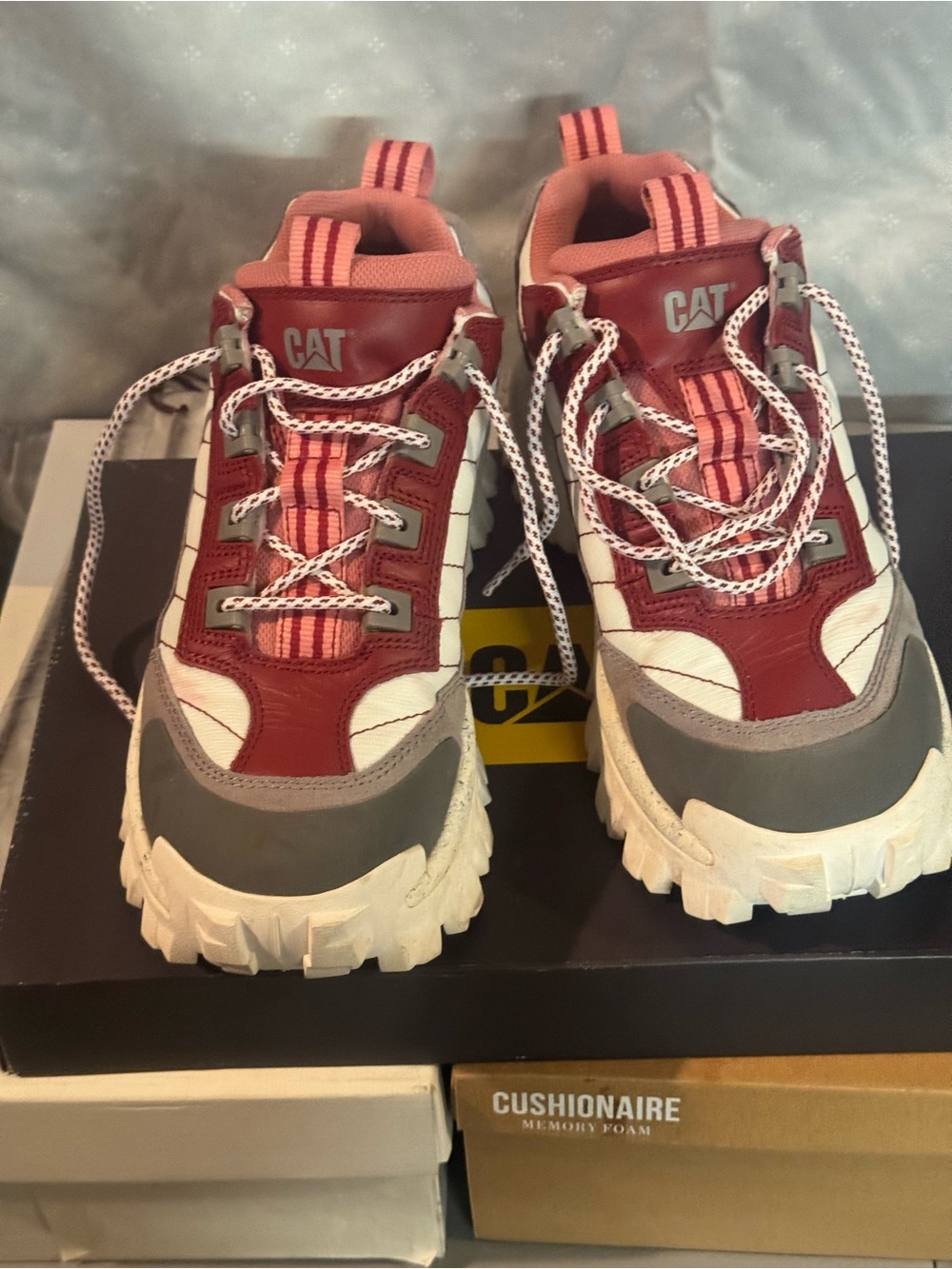Caterpillar Women’s Red, White and Gray Rugged Trail Sneakers